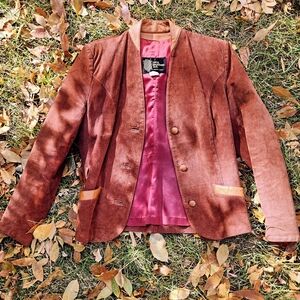 Ami Leather Brown Jacket with Red Lining